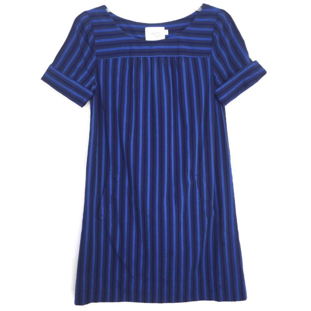 Anthropologie HD in Paris Cerulean Stripes Shift Dress